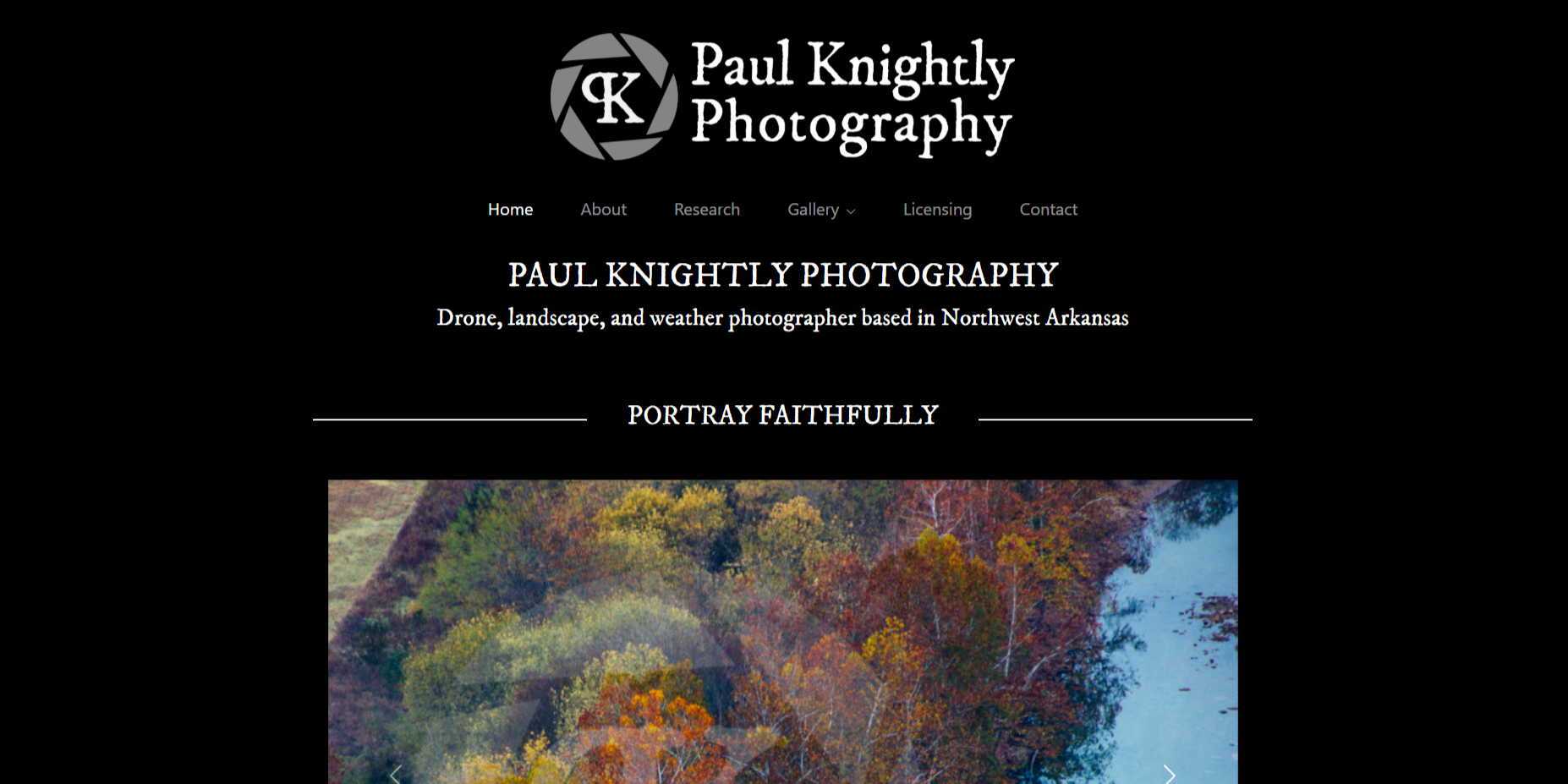 Screenshot of the Paul Knightly Photography website on a desktop screen